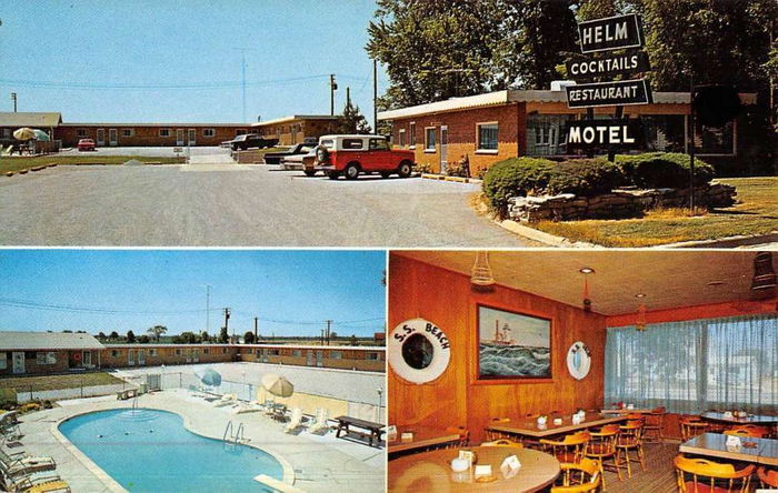 Helm Restaurant and Motel (Harbor Beach Inn) - Old Postcard (newer photo)